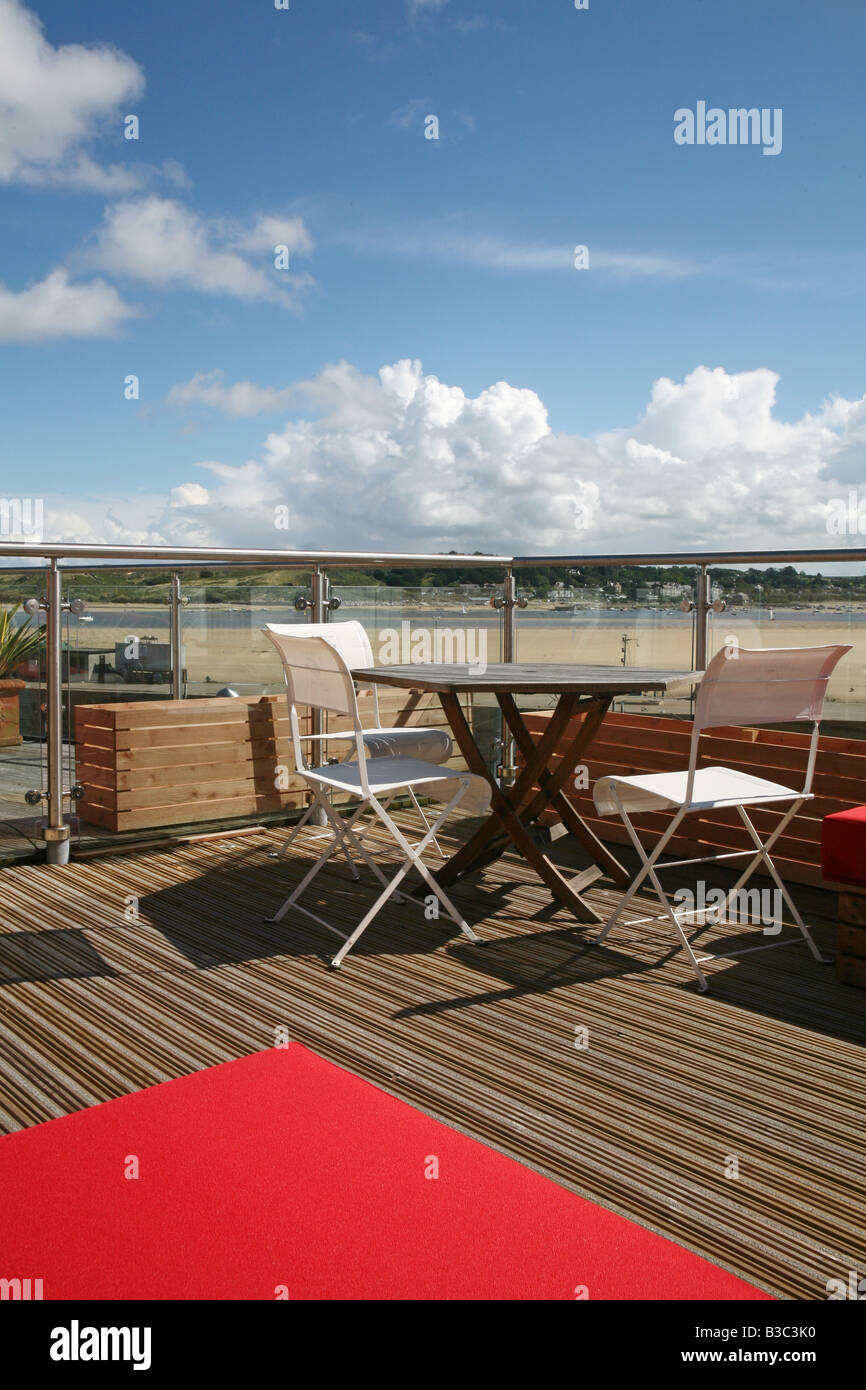 Coin repas sur le toit de Rick Stein's Seafood Restaurant, Padstow, Cornwall Banque D'Images