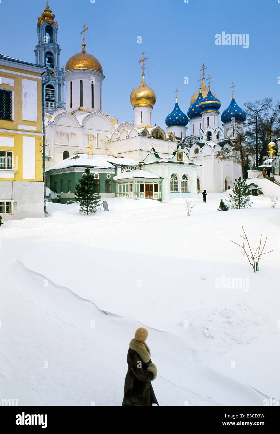 Monastère de la Trinité-Serge Chrétien Cathédrale de l'Assomption dans la neige de l'hiver, Serguiev Posad, région de Moscou, Russie Banque D'Images