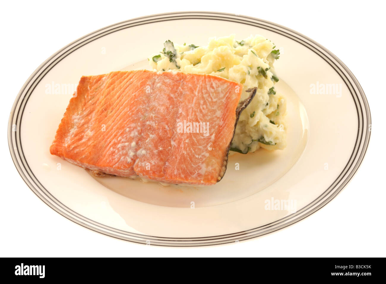 Le saumon poché avec pommes de terre et fromage Philadelphia Coq Banque D'Images