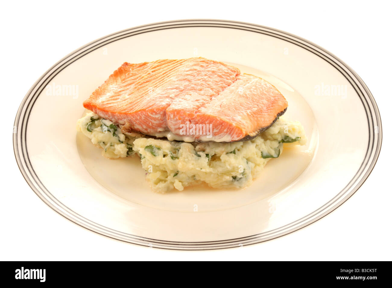 Le saumon poché avec pommes de terre et fromage Philadelphia coq Banque D'Images