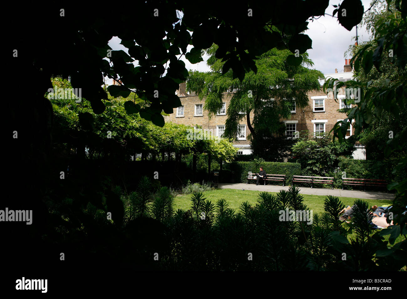 Jardins au lieu de Colville, Fitzrovia, Londres Banque D'Images