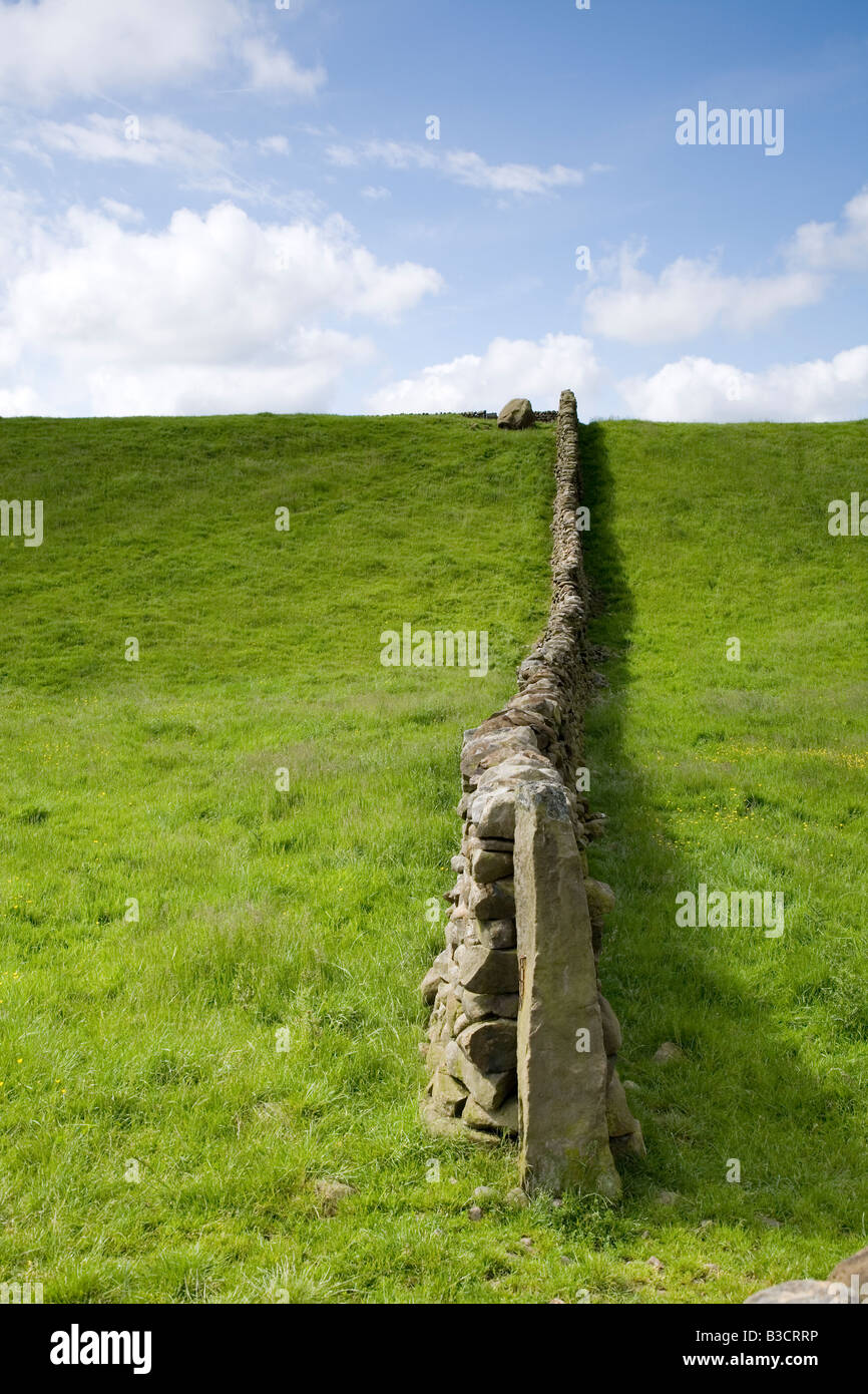 Mur de pierre traditionnel sur les terres agricoles près de Lancaster Banque D'Images