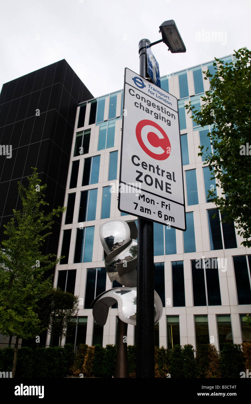 Royaume-uni, Angleterre, 25 août 2008. Inscrivez-vous pour la Congestion Charge à Londres. Banque D'Images