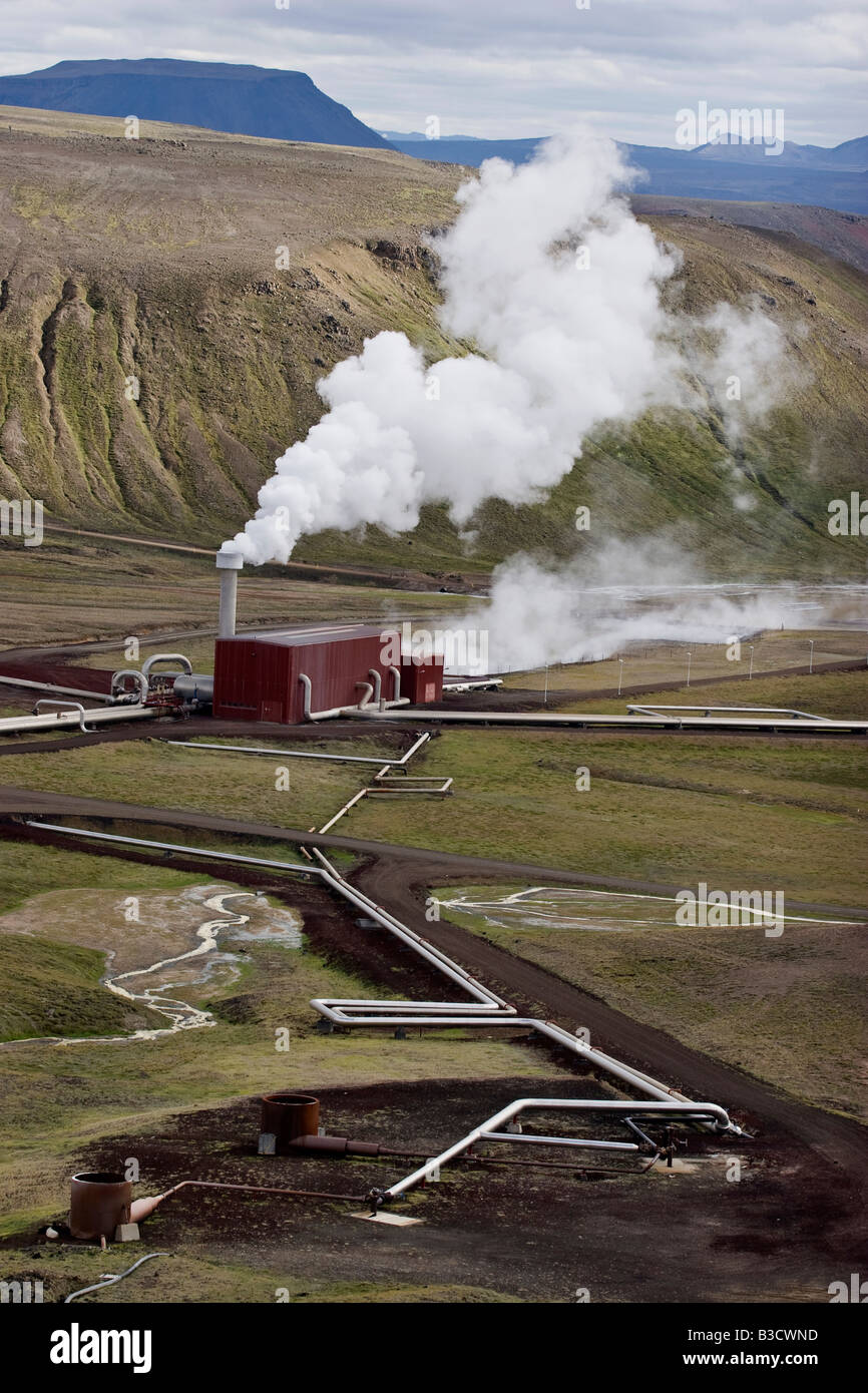 La station géothermique de Krafla, , 73320 Lake, de l'Islande. Banque D'Images