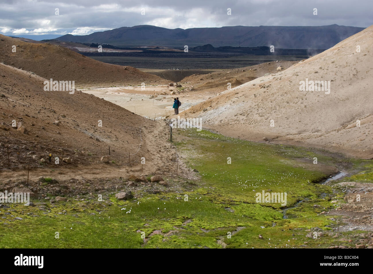 Zone géothermique de Krafla près du lac Myvatn, le nord de l'Islande. Banque D'Images