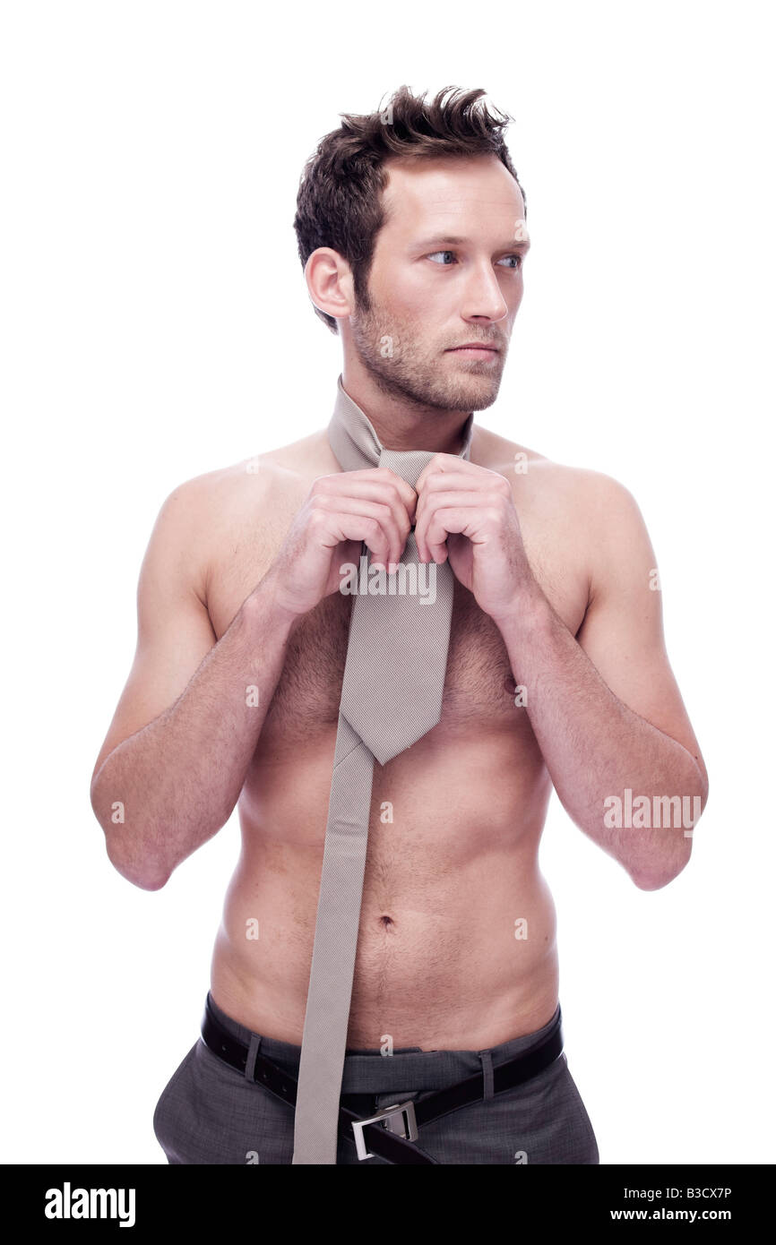Nude Man portant une cravate, portrait Photo Stock - Alamy