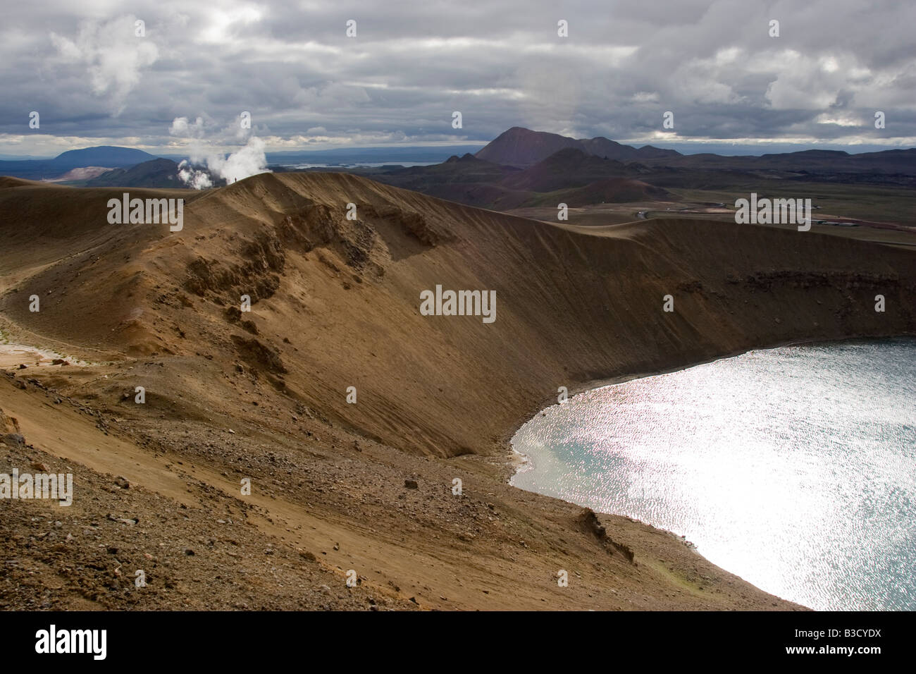 Zone géothermique de Krafla près du lac Myvatn, le nord de l'Islande. Banque D'Images
