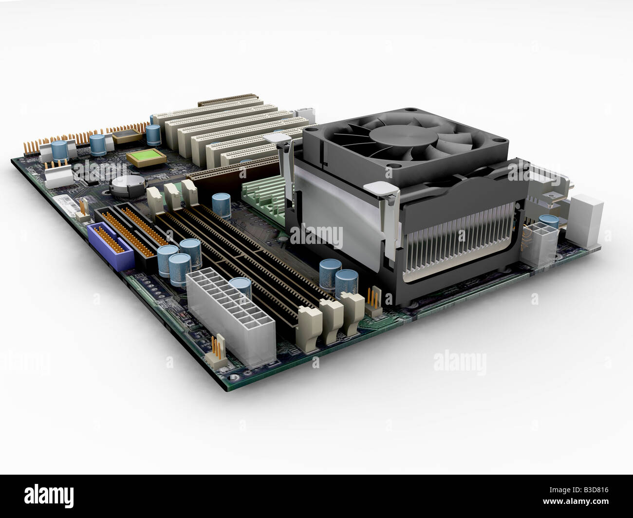 3D render of une carte mère Banque D'Images