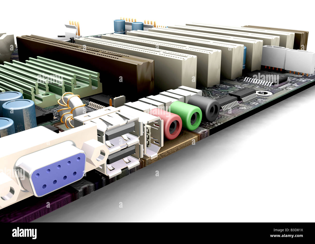 3D render of une carte mère Banque D'Images