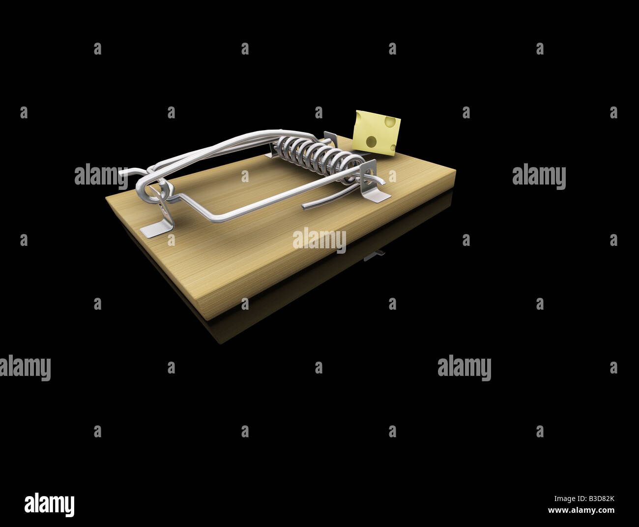 3D render of a mousetrap avec du fromage Banque D'Images