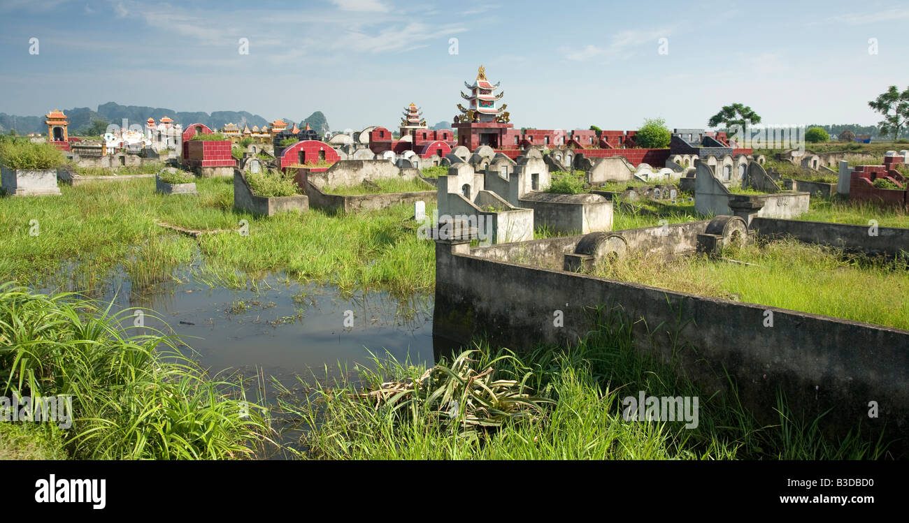 Tombes situées dans des rizières au Vietnam Banque D'Images