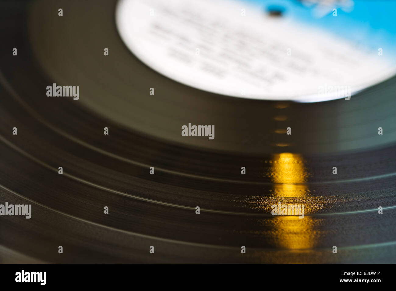 Close up des rainures sur une longue lecture disque record Banque D'Images