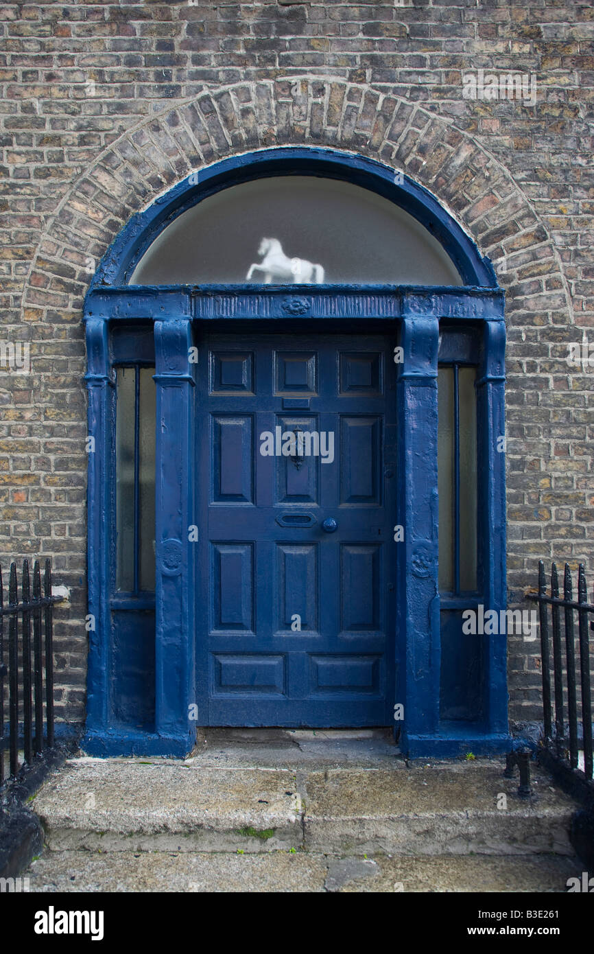 Vieille porte géorgien de Dublin sur la rue Hendrick Banque D'Images