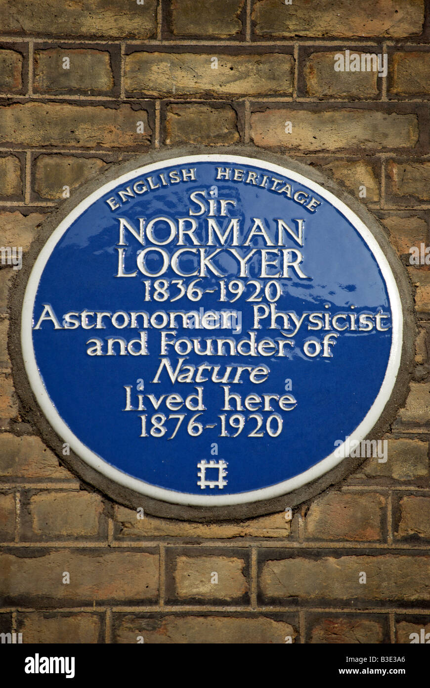 English Heritage blue plaque marquant le 1876 à 1920 home de scientifique et astronome sir Norman Lockyer, à Londres, en Angleterre Banque D'Images