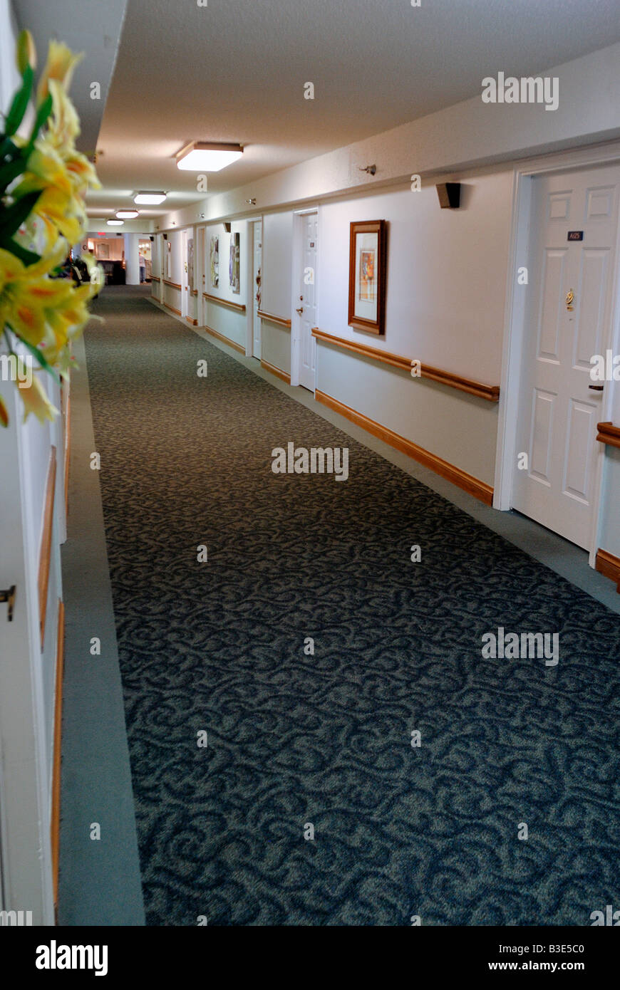 Couloir d'une résidence-services Banque D'Images