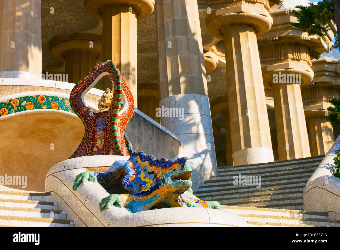 Parc Guell Barcelone Catalogne Espagne Banque D'Images