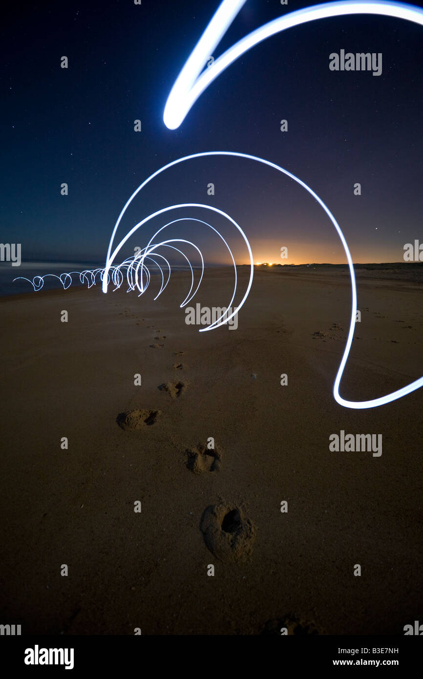 Effets d'éclairage sur la plage d'Hossegor (Landes - France). Jeux de lumières sur la plage d'Hossegor (Landes - France). Banque D'Images