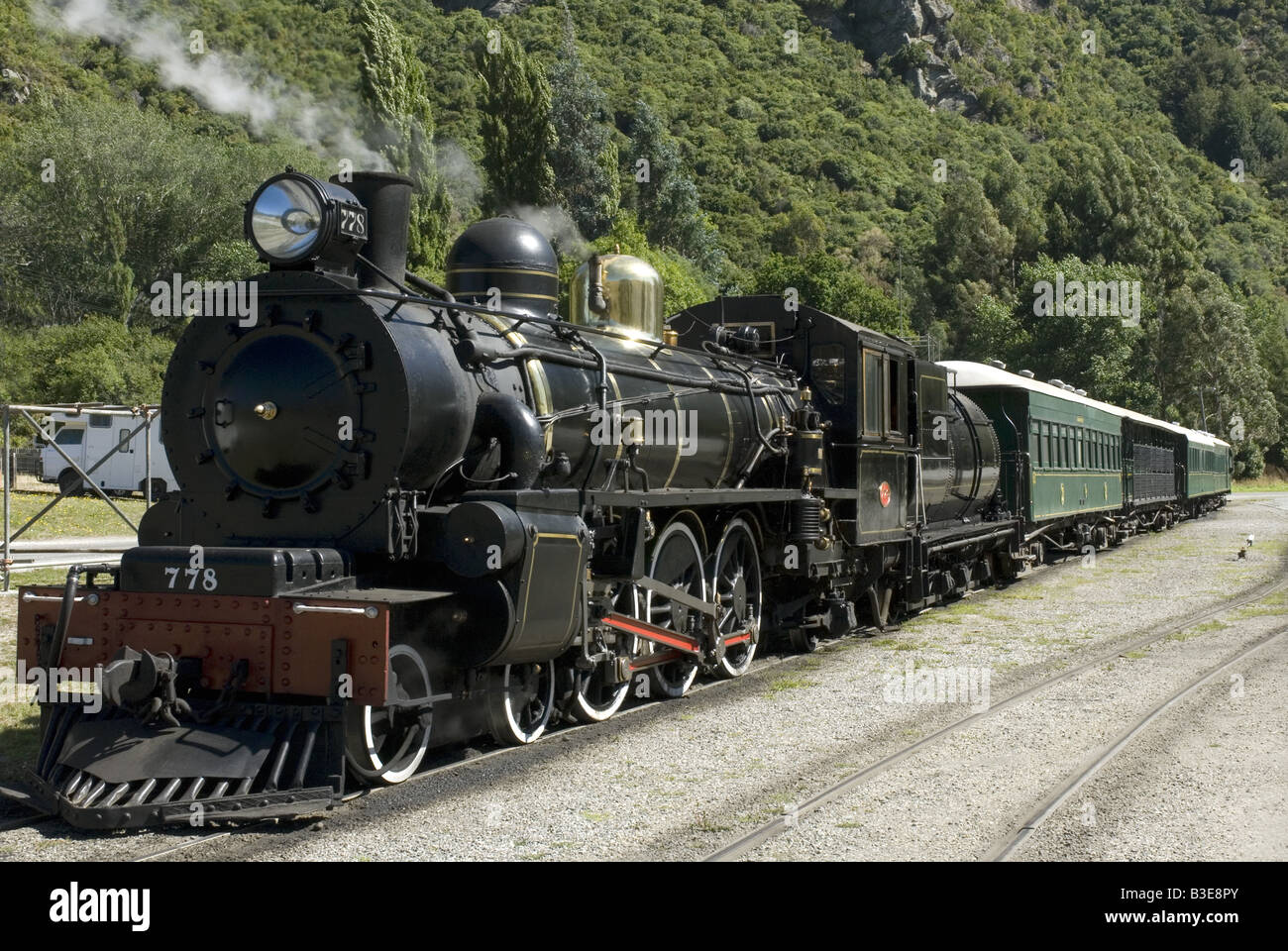 La locomotive à vapeur, Kingston Flyer, à Kingston, île du Sud, Nouvelle-Zélande Banque D'Images