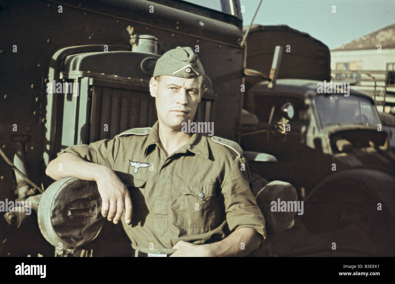 Soldat allemand et de camion / WWII / 1941 Banque D'Images