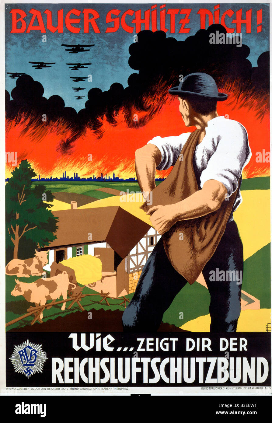 'Paysan Protégez-vous !'/affiche allemande Banque D'Images