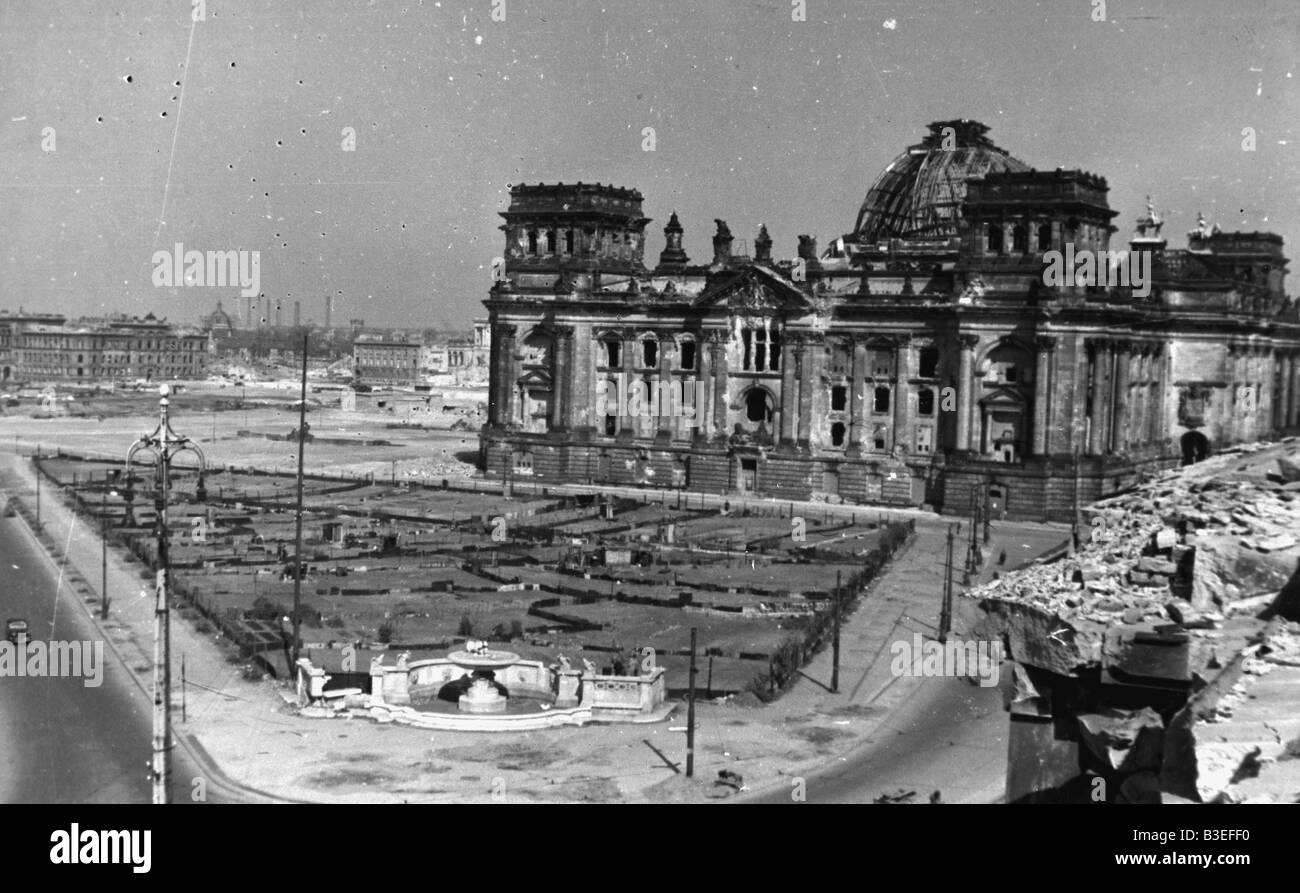 Reichstag détruit, après 1945 Banque D'Images