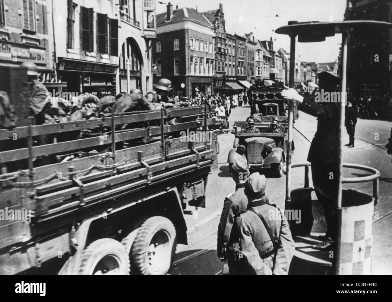Transport de troupes allemandes à Utrecht. Banque D'Images