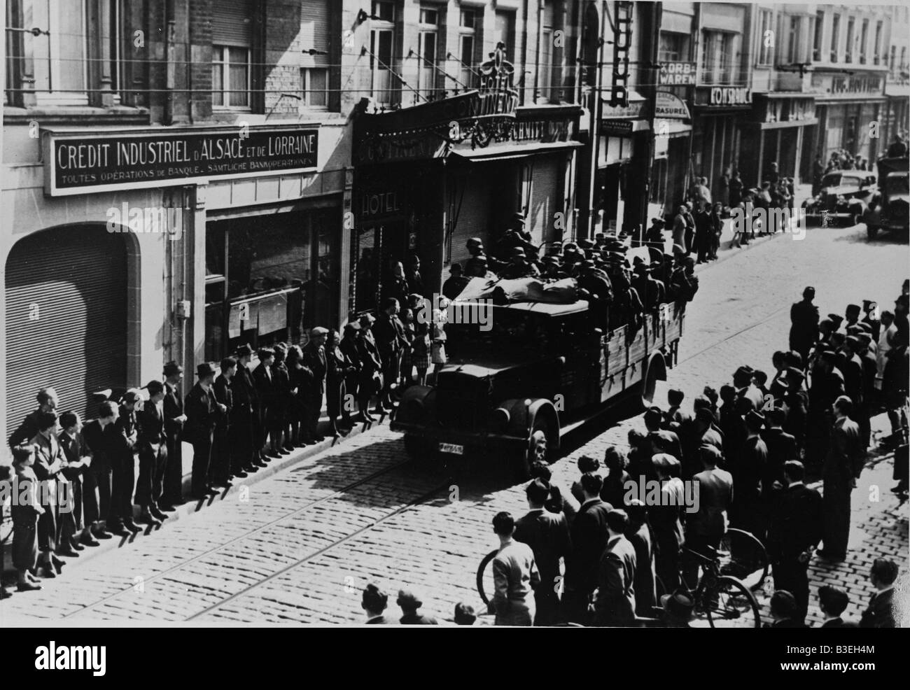 Les troupes allemandes à Arras, 1940. Banque D'Images