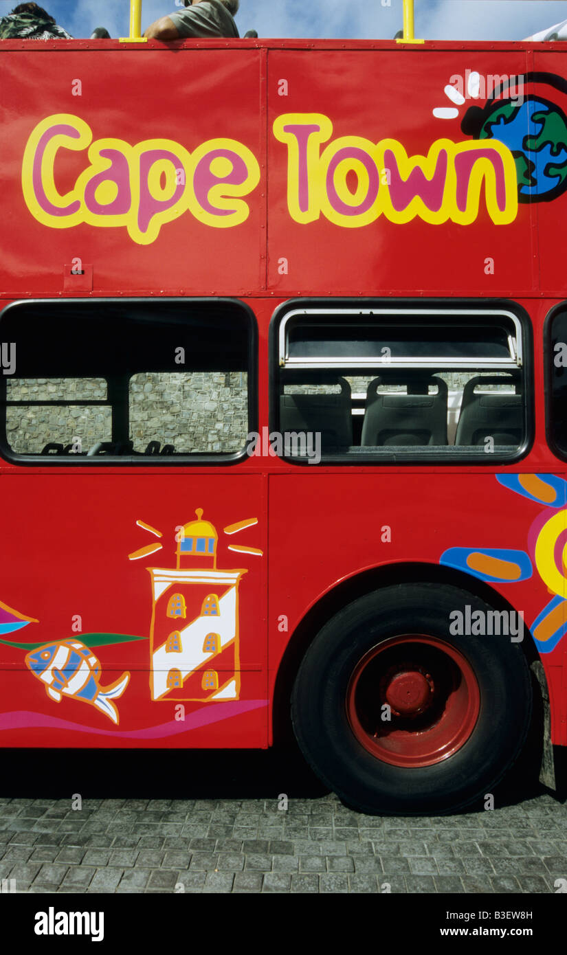 Panneau, bus, visite de la ville, le Cap, Afrique du Sud, attraction de voyage, marketing, publicité sur véhicule, transport, tourisme Banque D'Images