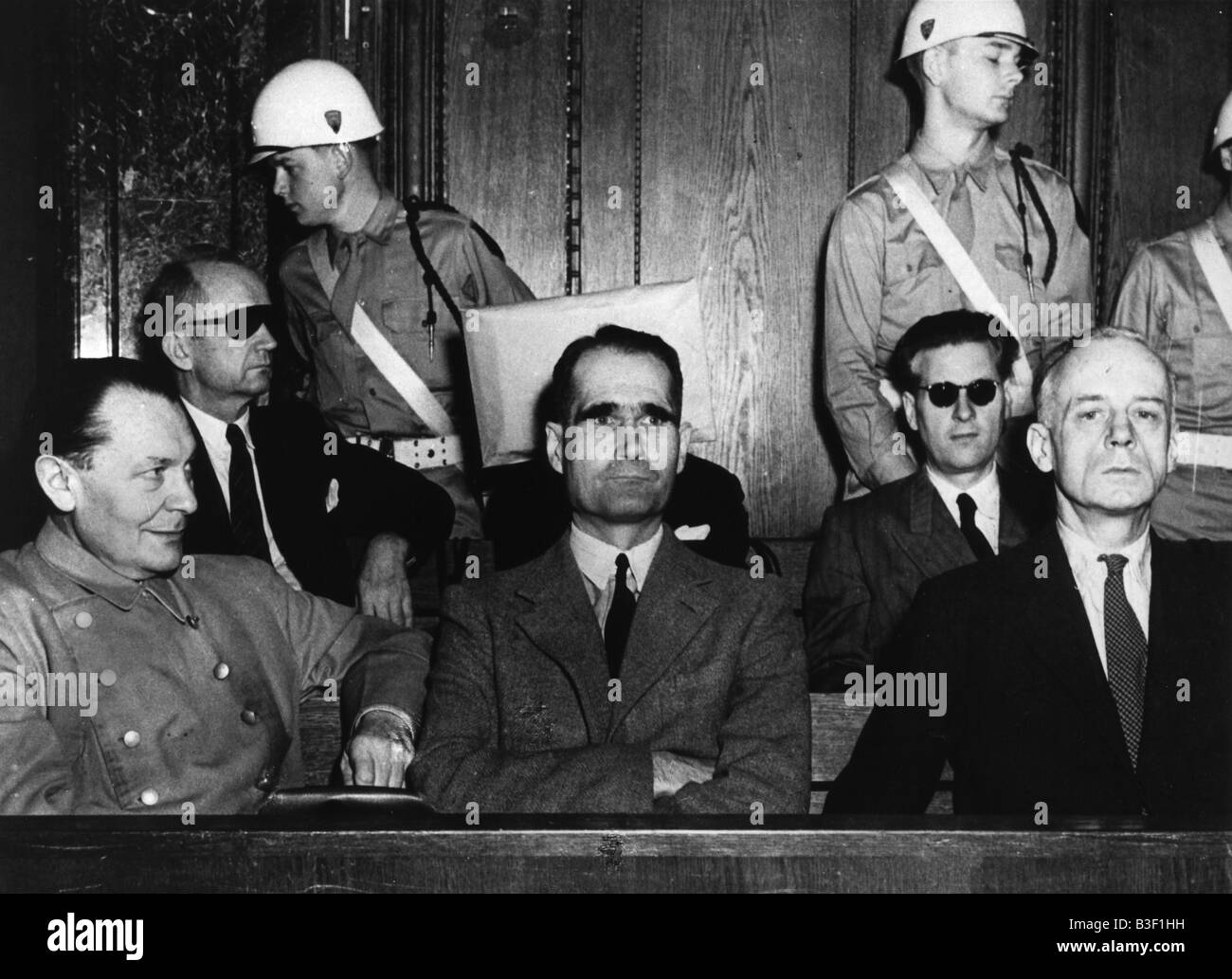 Procès pour crimes de guerre de Nuremberg / défendeurs. Banque D'Images