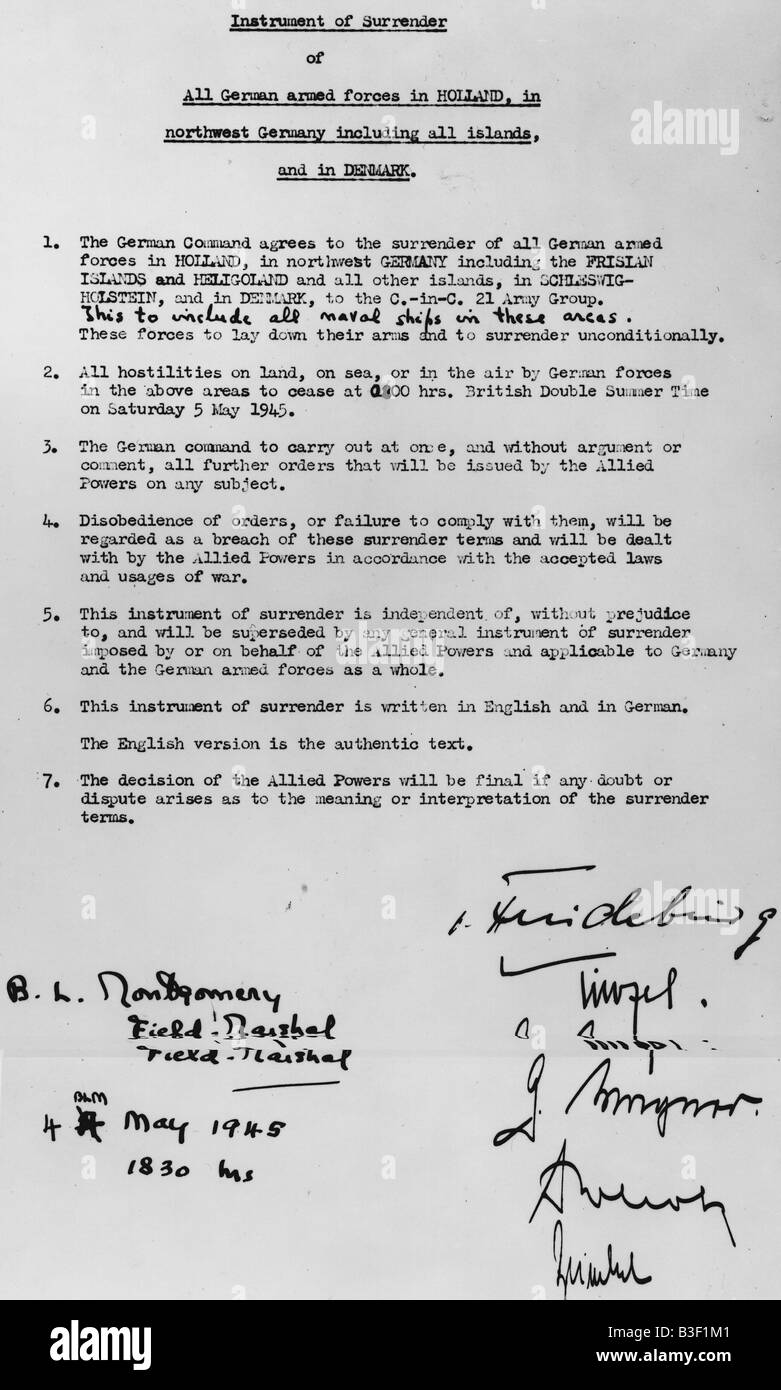 Reddition de l'allemagne/ 5 mai 1945 / Document. Banque D'Images Reddition de l'allemagne/ 5 mai 1945 / Document. Banque D'Images