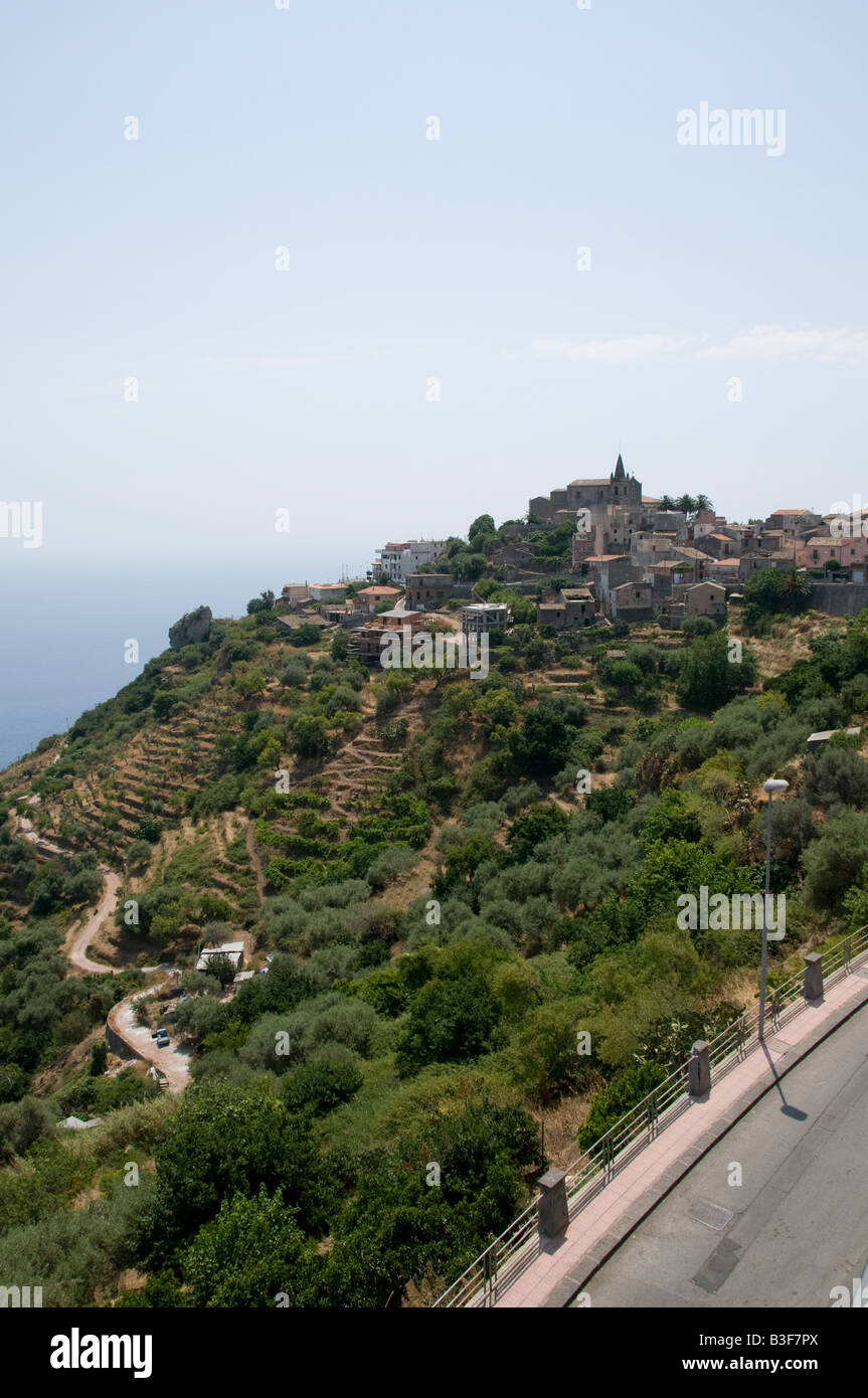 Forza d'Agro',Hill Top Villes, Village, Villages, Sicile, Italie Banque D'Images