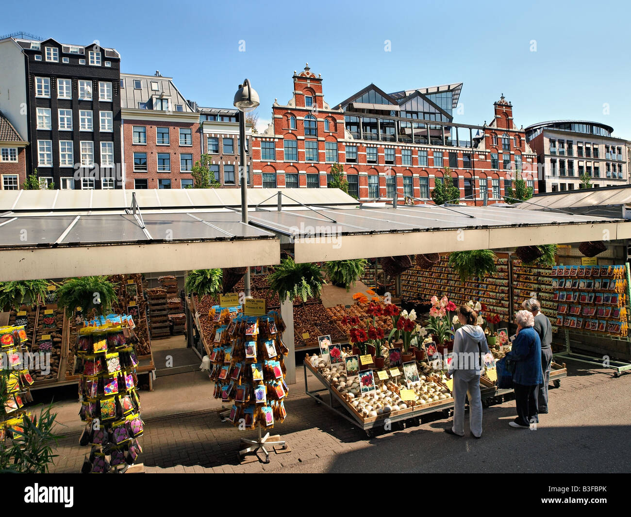 Le marché aux fleurs, Amsterdam, Pays-Bas. Banque D'Images