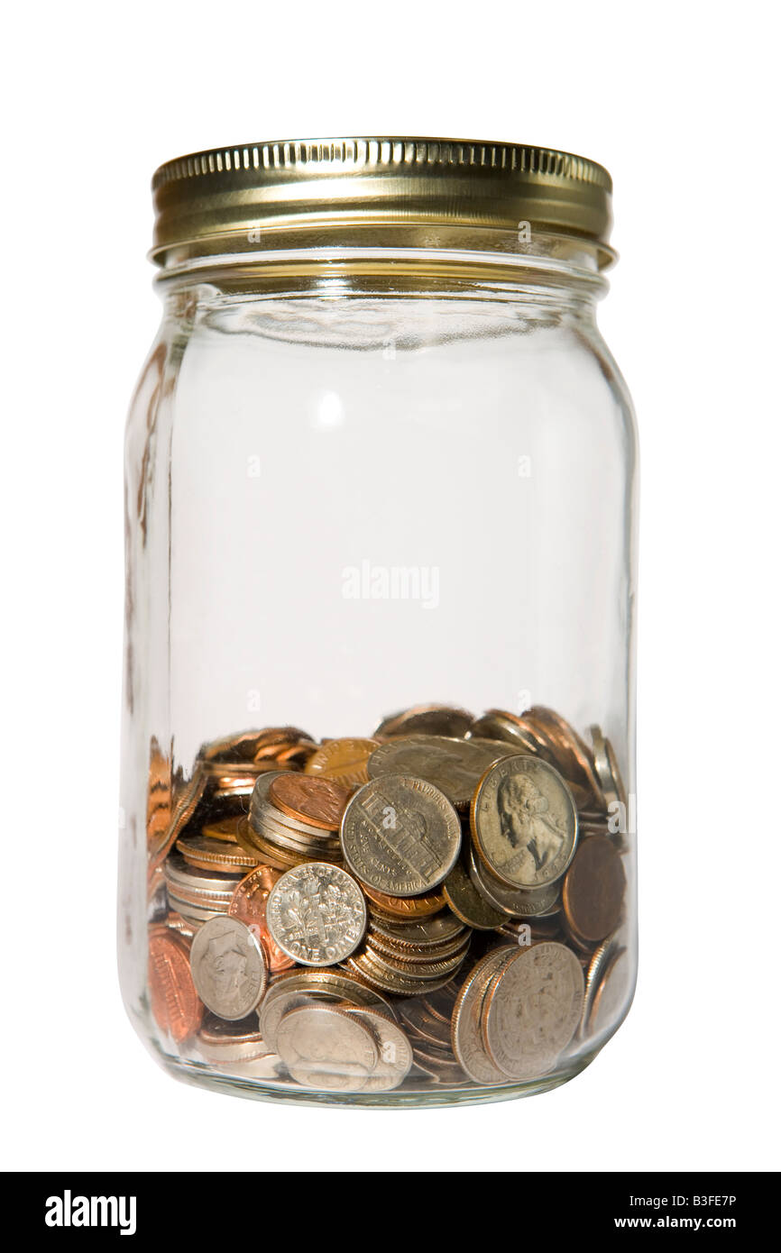 Changer de Coin tirelire Jar Banque D'Images
