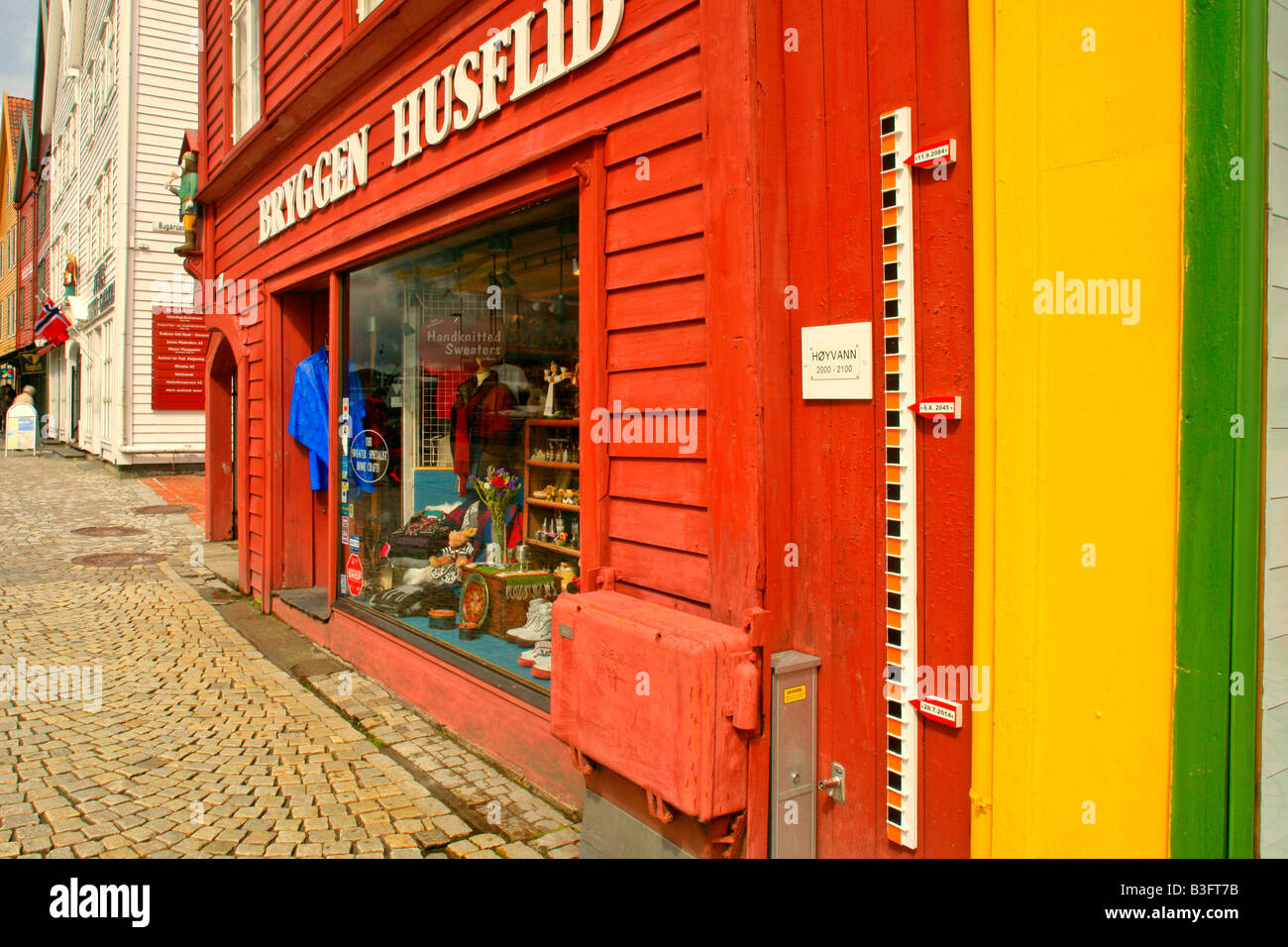 Maisons en bois Maisons de commerce historique coloré en site du patrimoine mondial de l'Unesco de Bryggen Banque D'Images