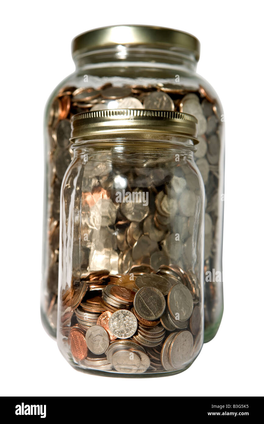 Changer de Coin tirelire Jar Banque D'Images