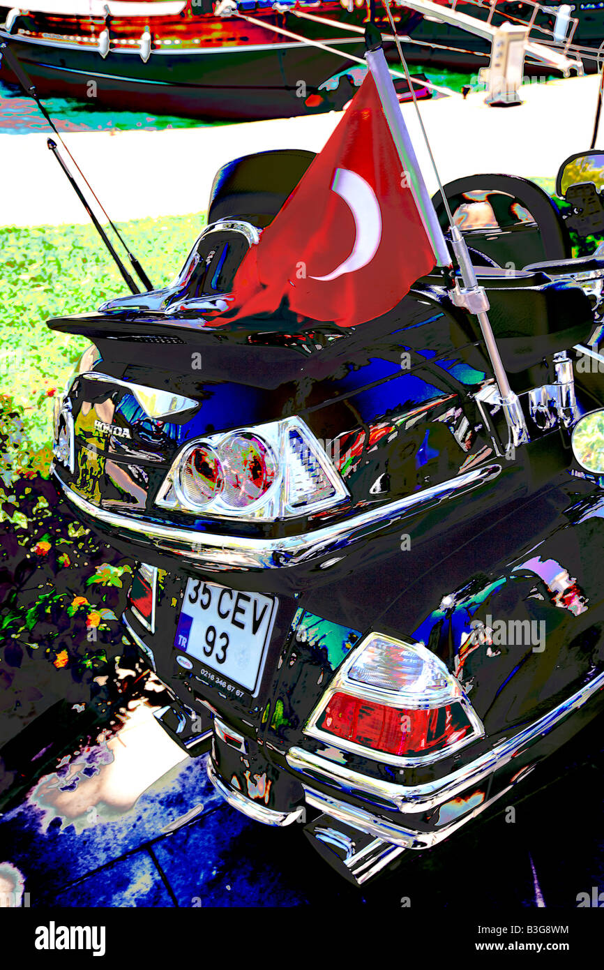 Traitement de moto, stylisé, Bodrum, Turquie Banque D'Images