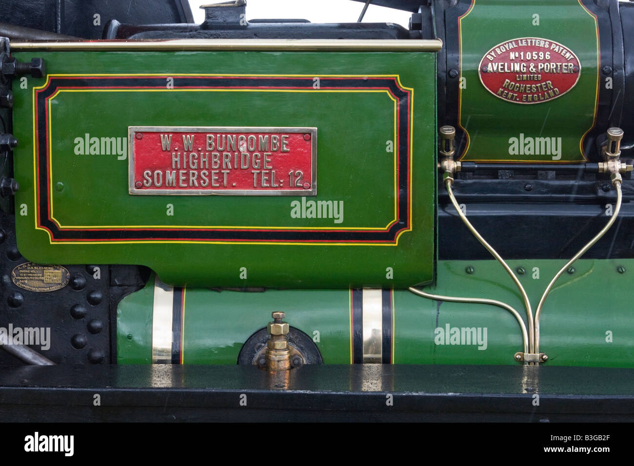 Détail de bord sur vintage 1923 Aveling rouleau à vapeur Porter Banque D'Images