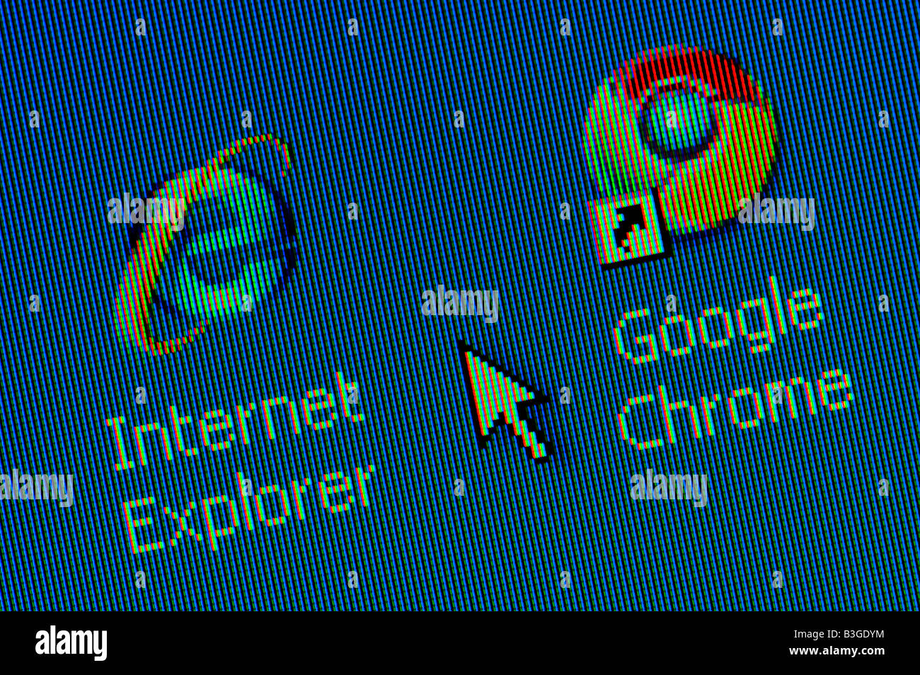 Capture d'écran de Macro Internet Explorer et Google Chrome desktop icons Banque D'Images