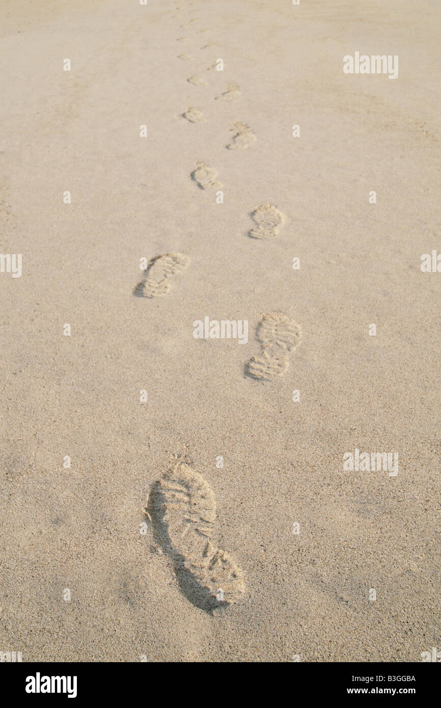 Des traces de pas dans le sable Banque D'Images