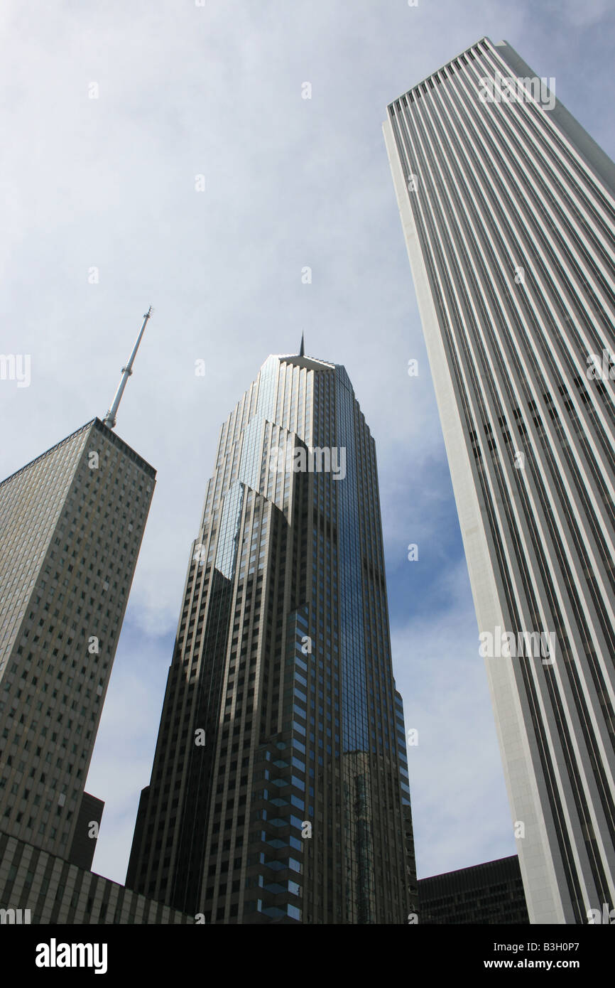 Vue sur l'horizon de Chicago dont le Centre d'Aon. Banque D'Images