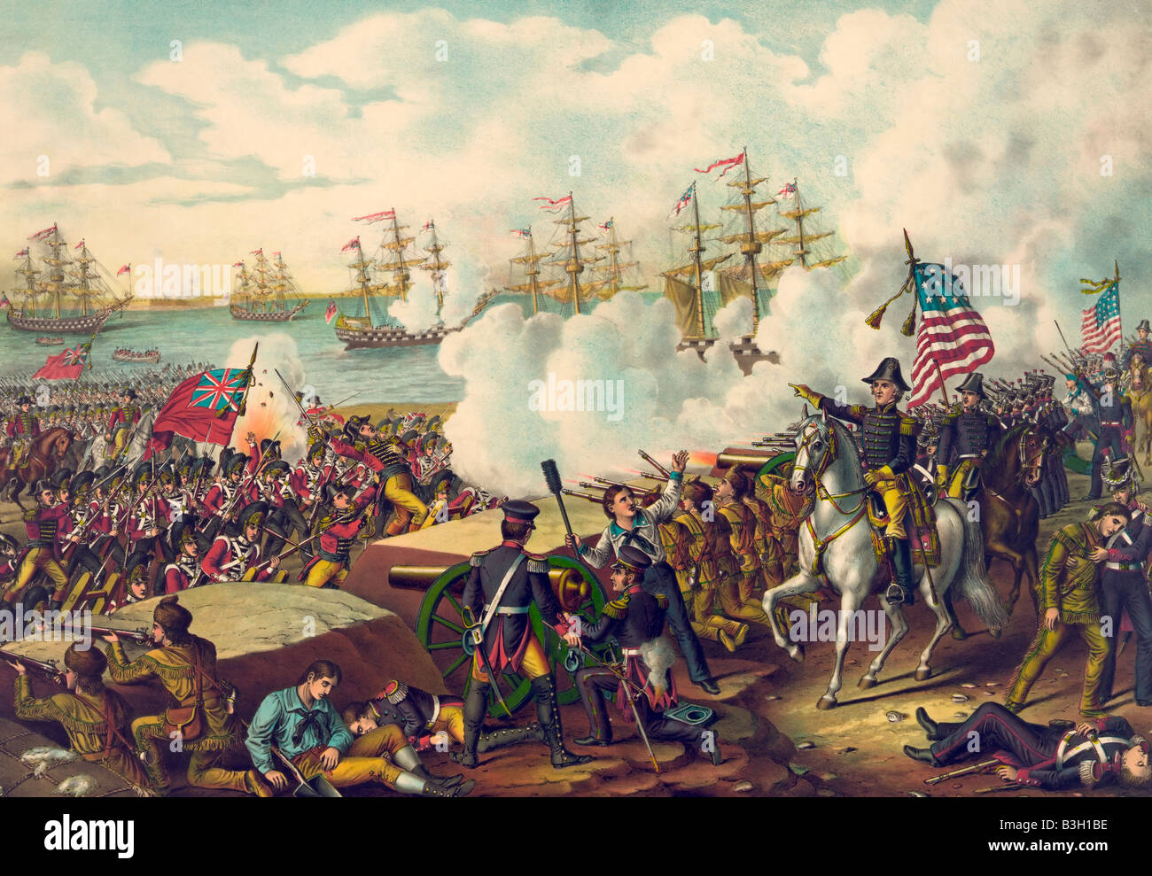 La bataille de La Nouvelle-Orléans pendant la guerre de 1812, opposant la Grande-Bretagne et les États-Unis Banque D'Images
