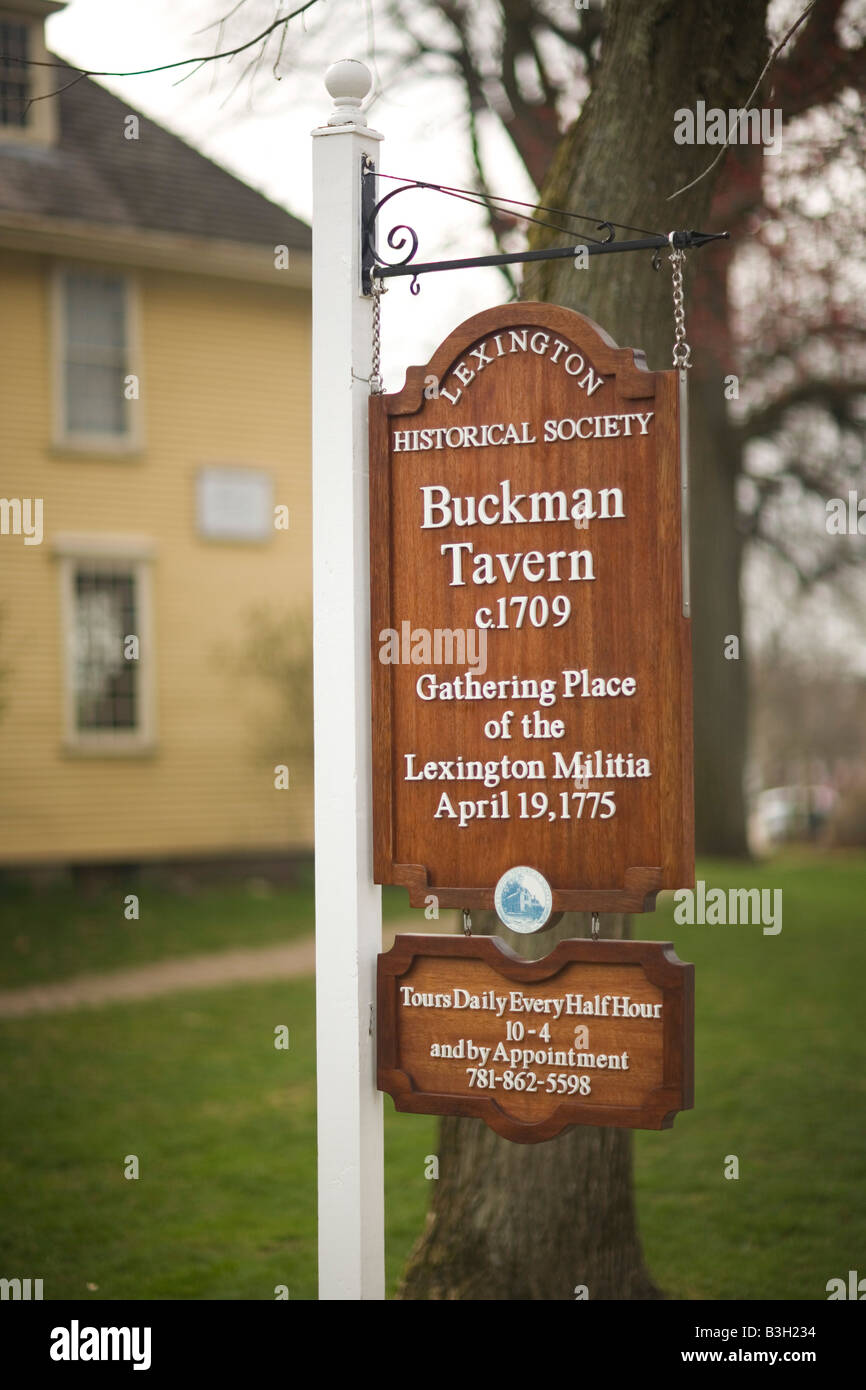 Buckman Tavern sur Lexington Lexington Green, Massachusetts Banque D'Images