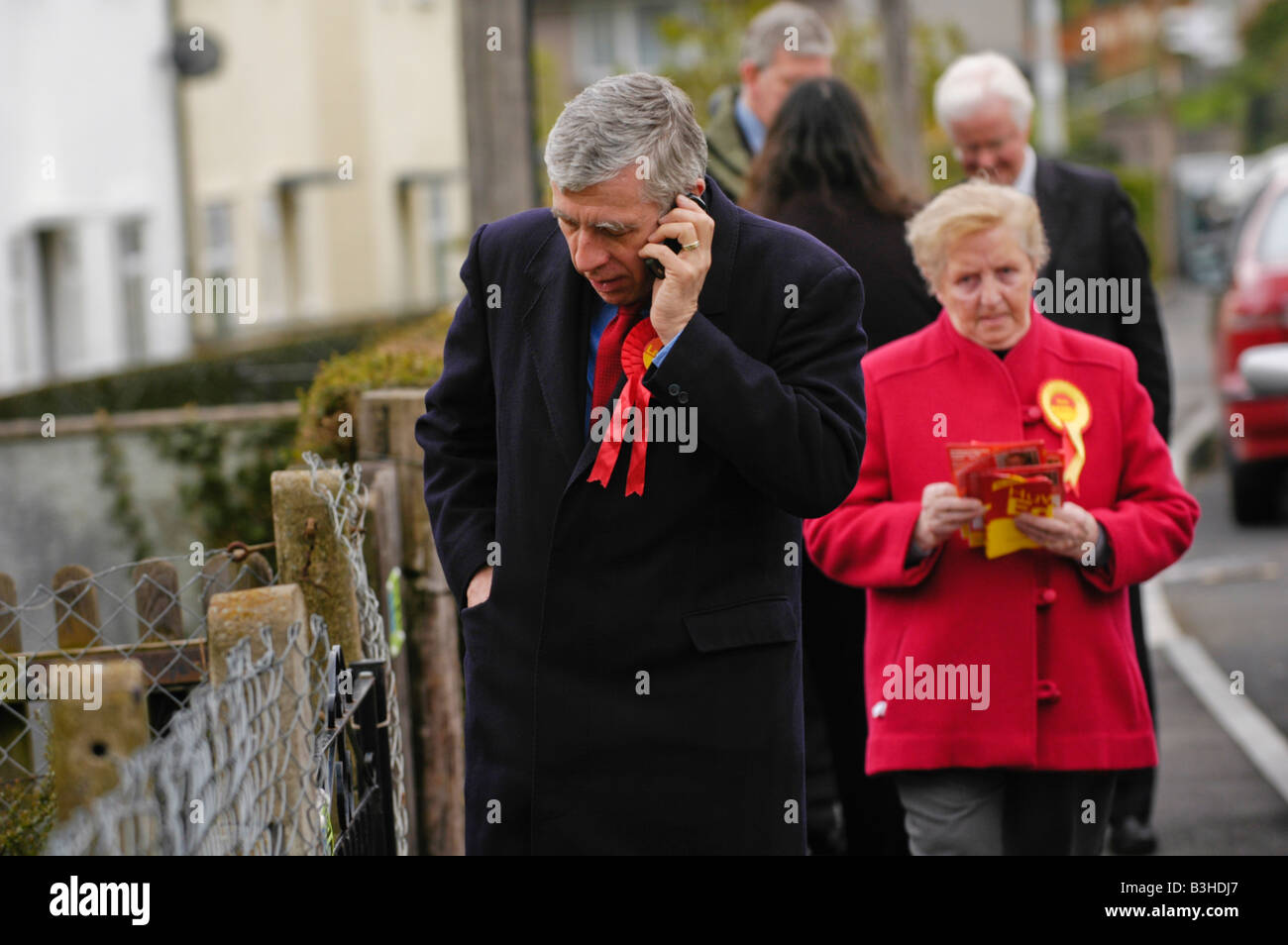 M. Jack Straw ministre gouvernement travailliste MP illustré faisant campagne pour l'élection générale de 2005 dans Gilwern Monmouthshire au Pays de Galles Banque D'Images