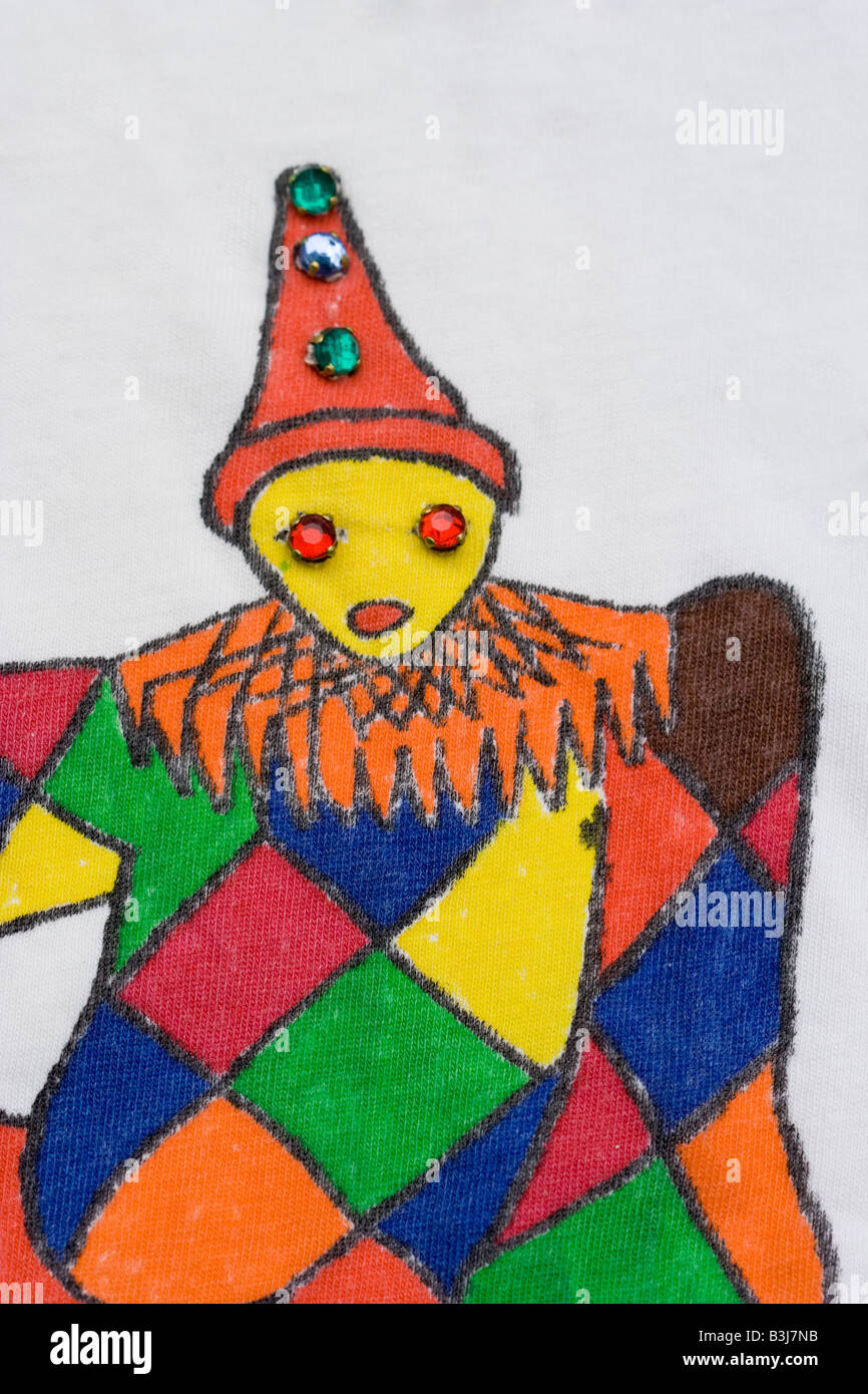 Clown sur un tissu peint à la main Banque D'Images