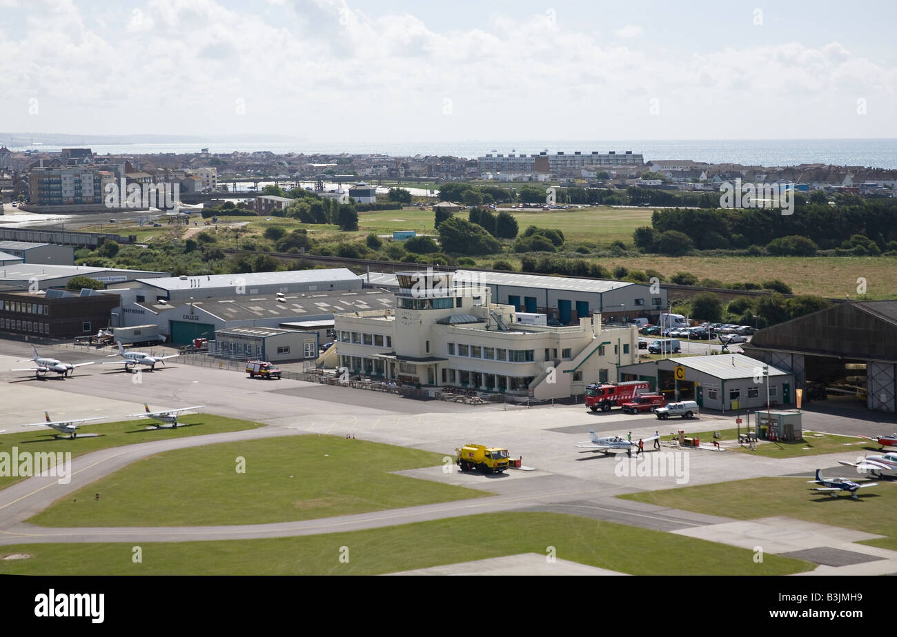 Vue aérienne de l'aéroport de Shoreham aérogare Sussex England Banque D'Images