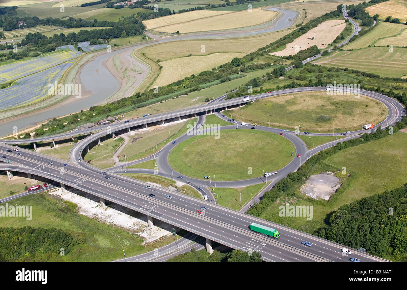 Vue aérienne de Shoreham flyover et l'A27 Trunk road Sussex England Banque D'Images