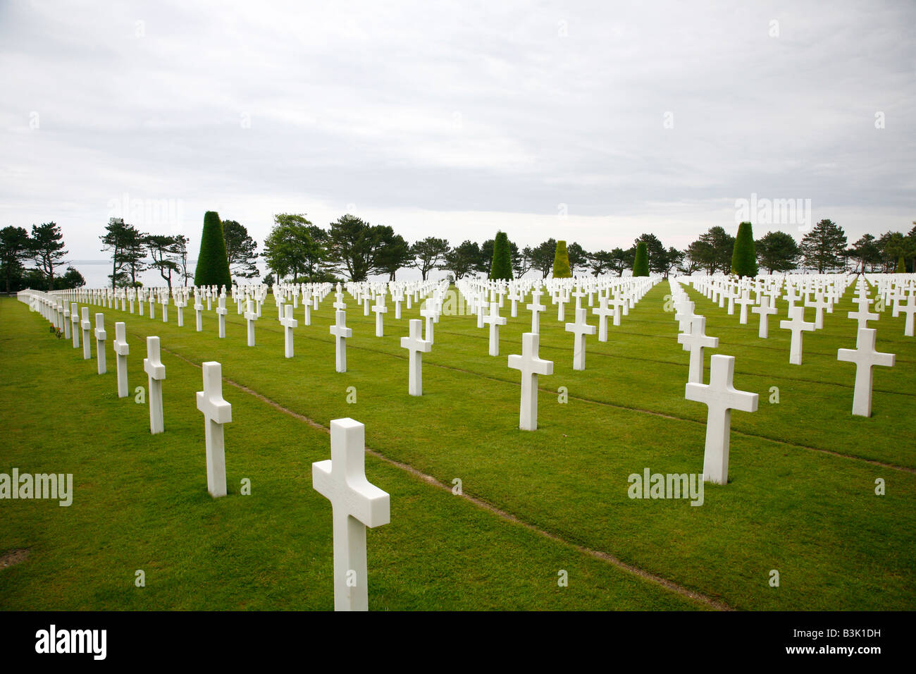 Juillet 2008 - Le cimetière militaire américain de Colleville-sur-mer Normandie France Banque D'Images
