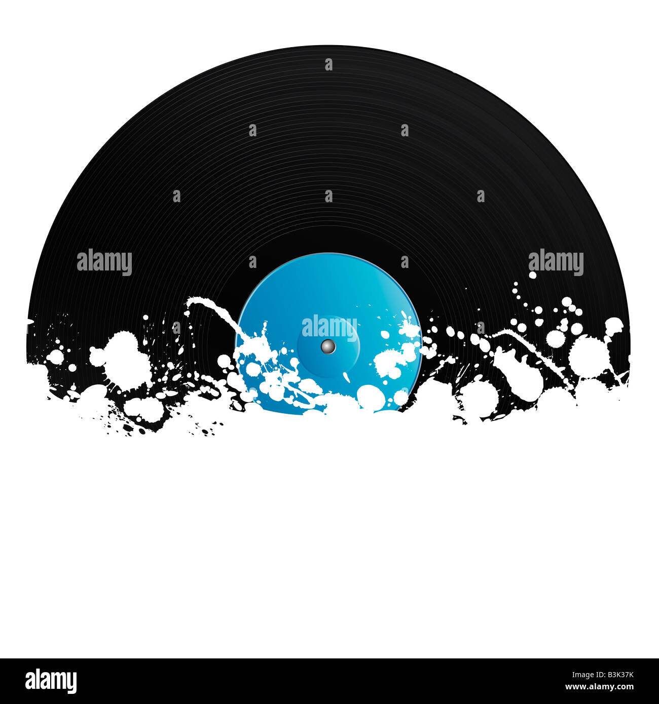 Vector illustration d'un disque vinyle couverts à l'encre mouchetures Grunge style with copy space Banque D'Images