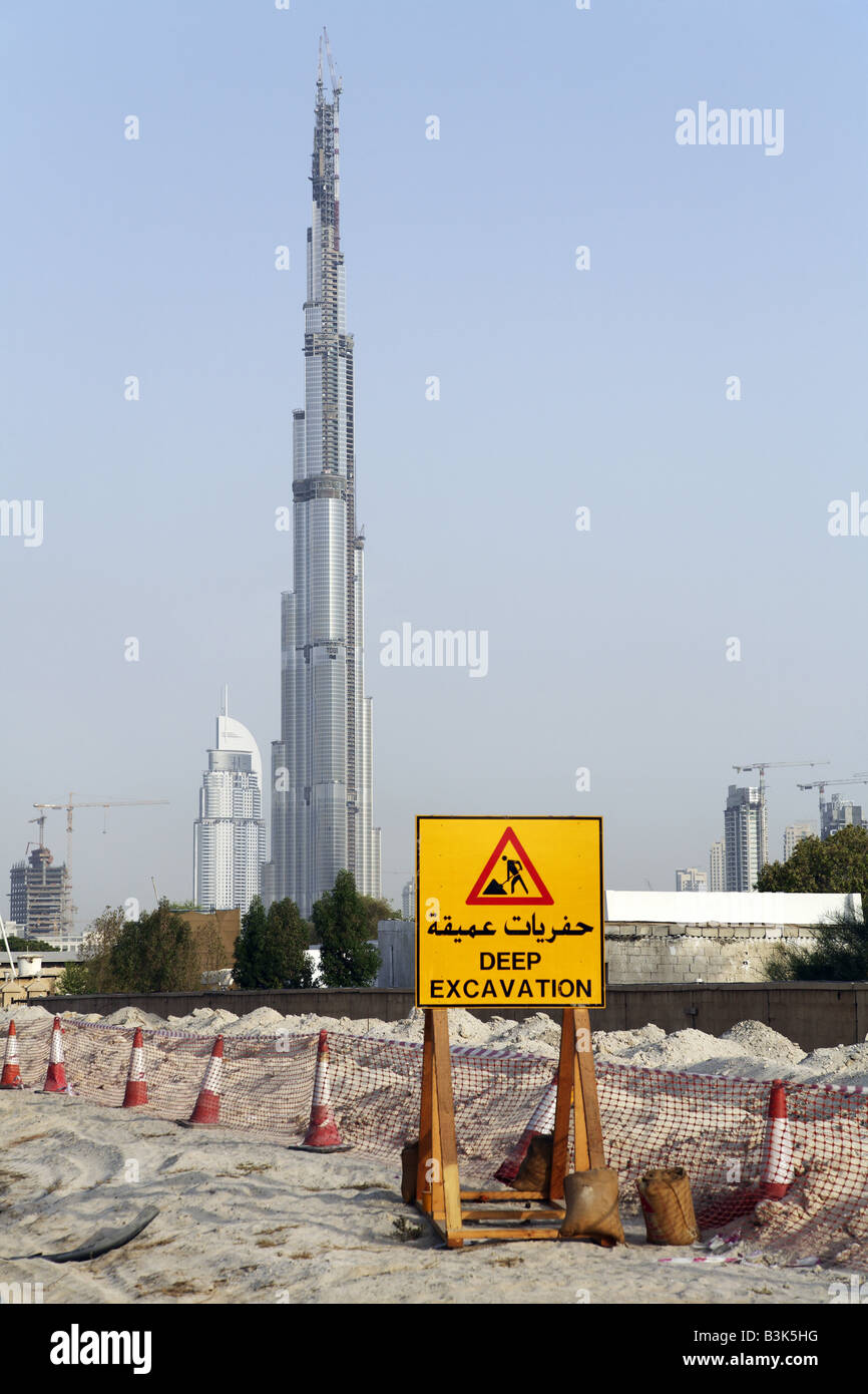 La tour Burj Dubaï, Dubaï en construction Banque D'Images