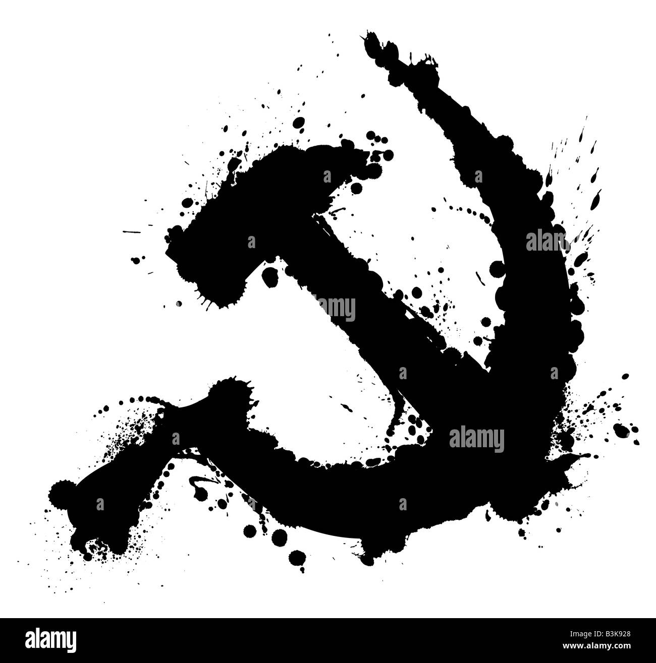 Vector illustration de la faucille et du marteau symbole dans grunge splatter stlyle Banque D'Images